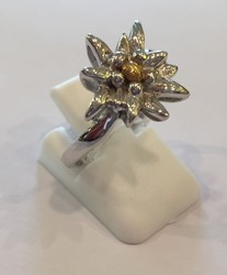 BAGUE  EDELWEISS coeur jaune